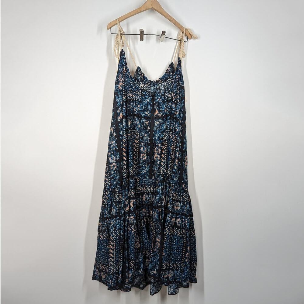 Ulla Johnson Navy Blue and Teal Floral Midi Dress great condition - Picture 3 of 10